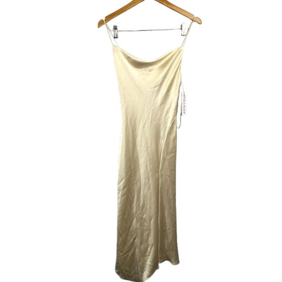 Alice + Olivia NWT Harmony Drapey Champagne Slip Midi Dress Size XS -$395 - Picture 8 of 10